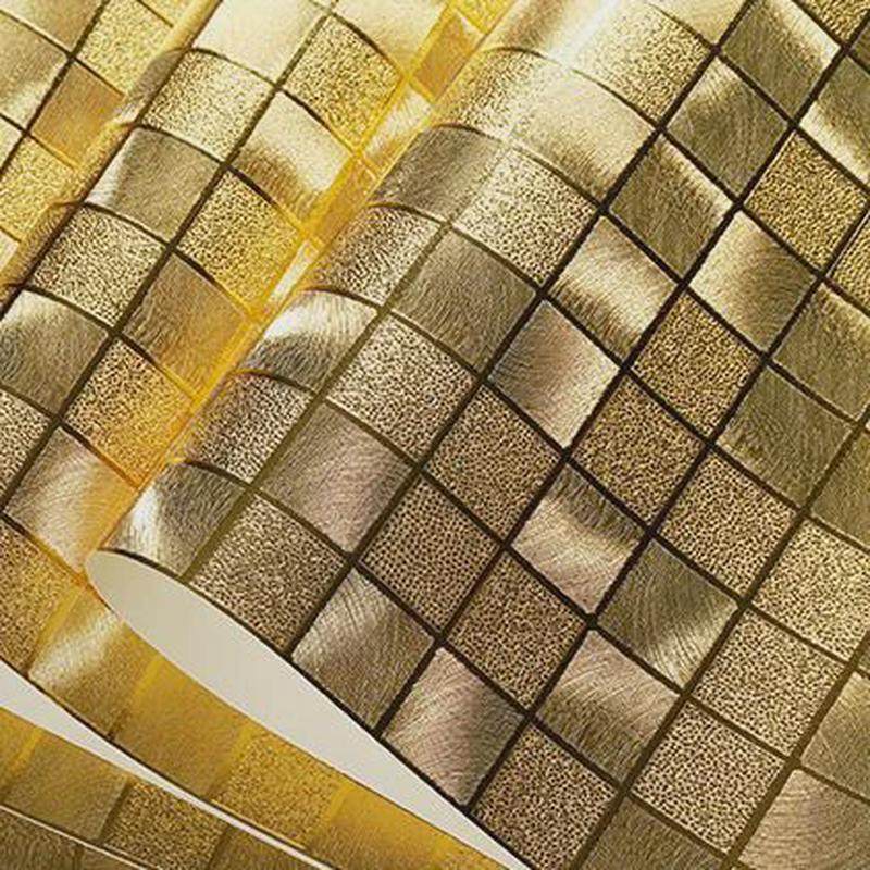 3d立体银色金色马赛克墙纸格子ktv吊顶天花板金箔客厅背景墙壁纸,家装主材,无纺布墙纸,淘宝优惠券,粉丝福利购,淘宝优惠卷