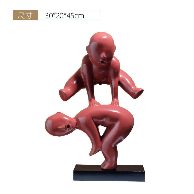 新中式雕塑摆件小孩跳马书房走廊样板房售楼处艺术品软装饰品摆设