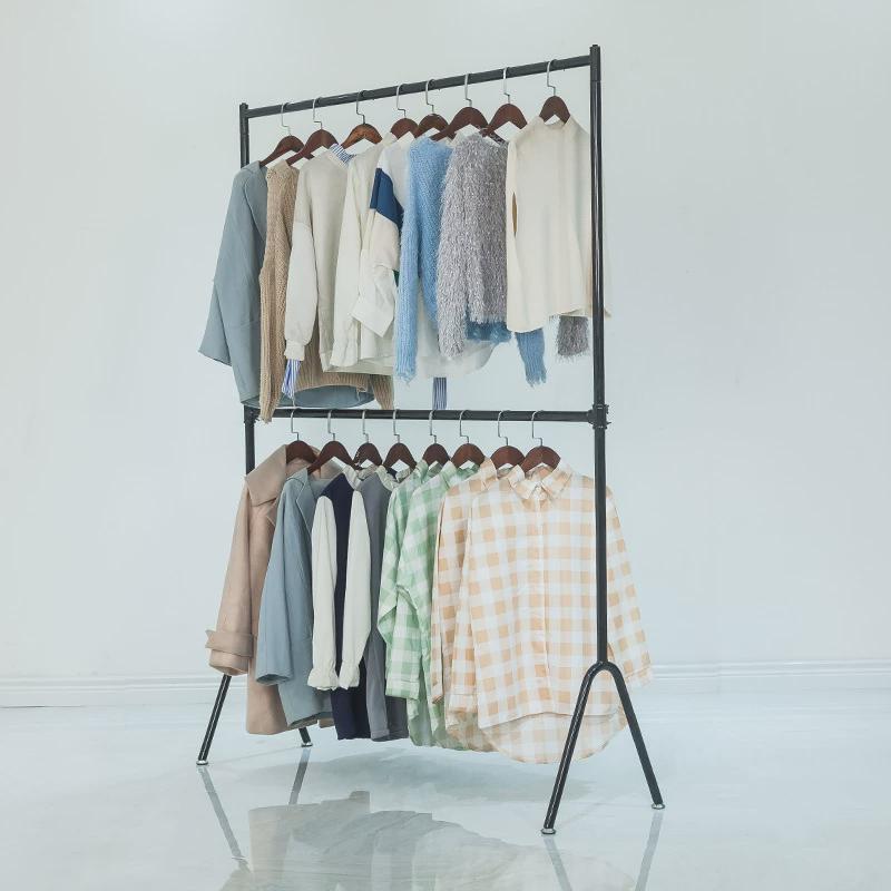 双层卧室落地阳台晾衣架内窗帘飘单杆简易家用凉晒升降收纳挂新品