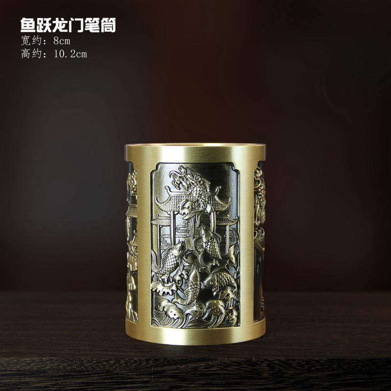 浮雕黄铜孔孟笔筒琴棋书画装饰品桌面书房笔筒工艺品商务个人礼品,家居饰品,装饰摆件,淘宝优惠券,粉丝福利购,淘宝优惠卷