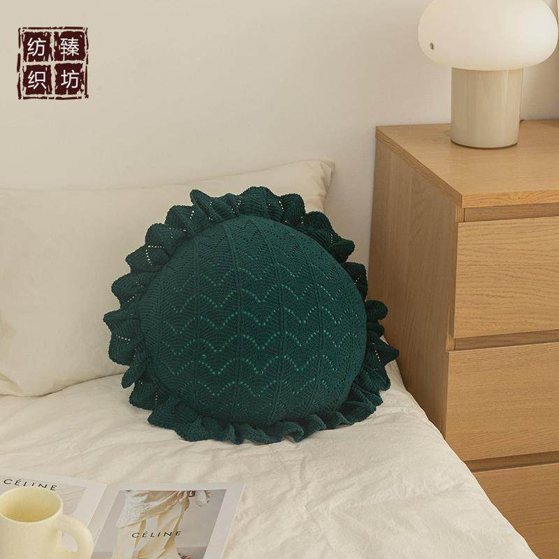 靠枕轻奢波浪纹镂空针织圆形日系抱枕床靠背汽车沙发靠垫,居家布艺,靠垫/抱枕,淘宝优惠券,粉丝福利购,淘宝优惠卷