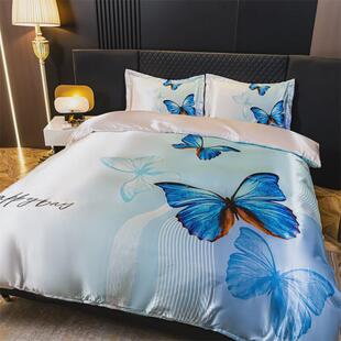 大版冰丝床上四件套夏天床单三件套可爱被套学生宿舍卡通可水洗a