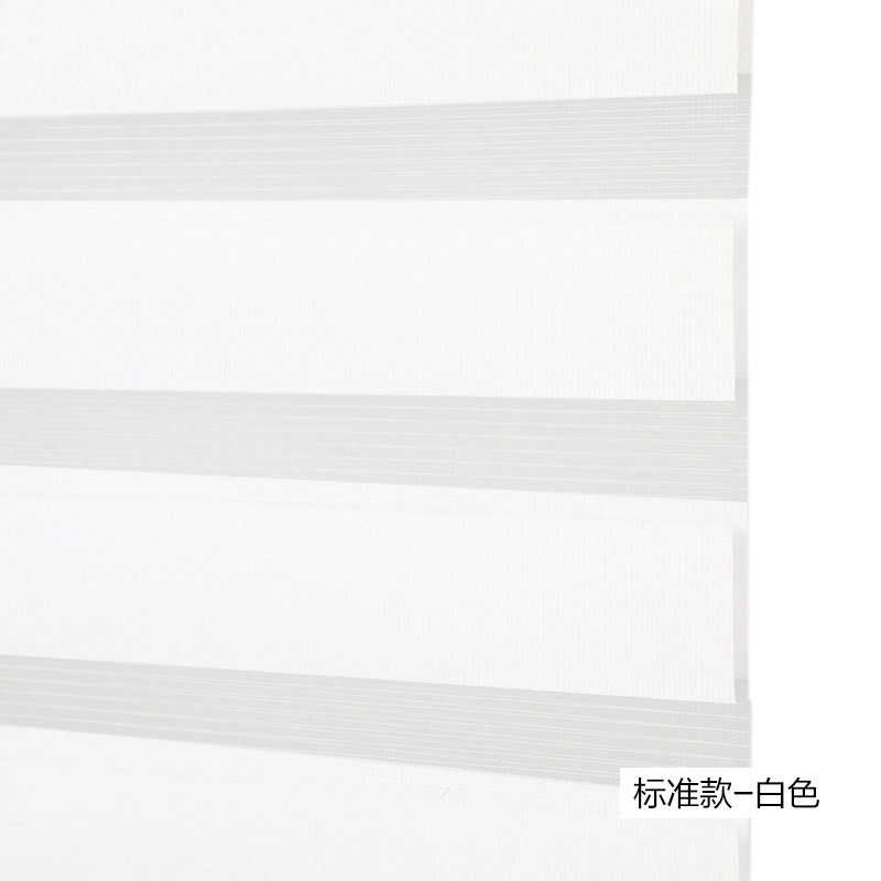 3t23批发柔式免打孔黏贴纱帘双层卷帘遮光窗帘百叶厨房浴室洗手间