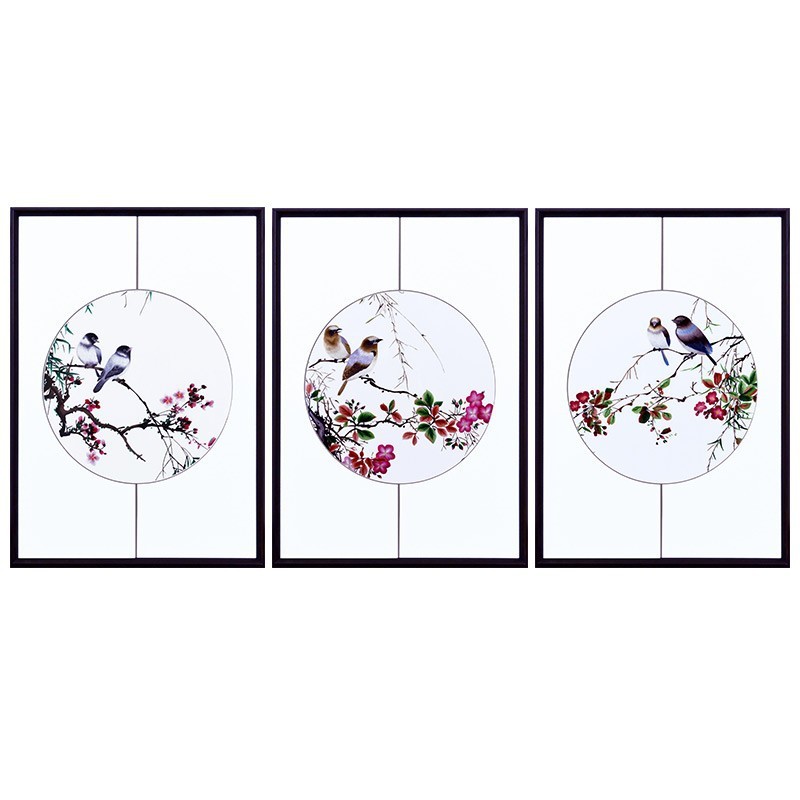 w1tr纯手工苏州刺绣画1-4花装饰玄关客厅颜伯龙苏绣成品挂画