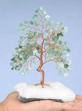 20枝树干弯曲白水晶小树簇底座树摆件七色碎石树白水晶晶簇底座