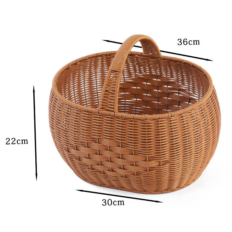 鸡蛋手提高腰篮篮筐单把手椭圆形菜篮采蘑菇野餐手工编织水果篮子