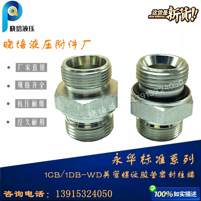 永华标准白锌1CB-22-08外丝直通英管螺纹密封柱ED垫卡套式接头