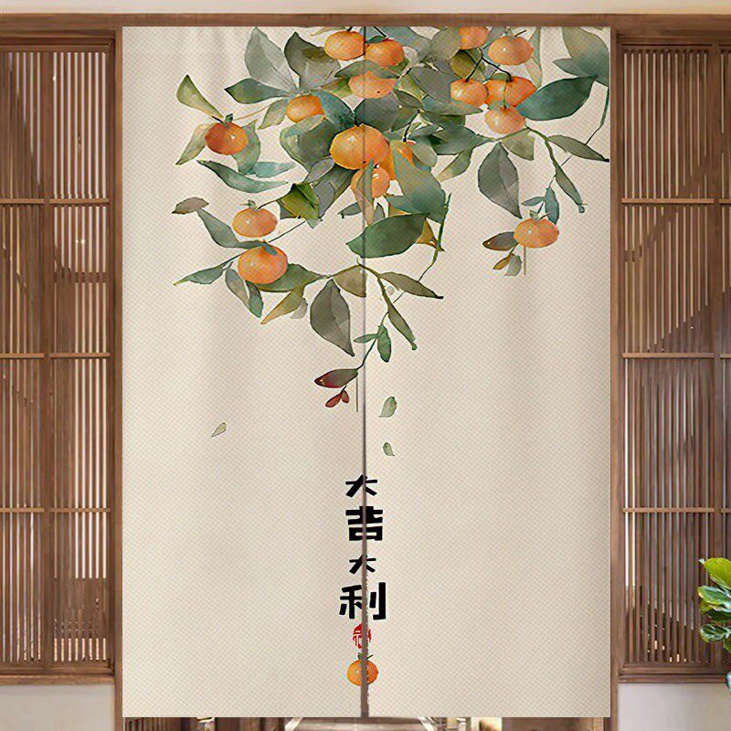 新中式葫芦图案卫生间隔断帘客厅卧室门帘厕所家用半截遮挡布帘子