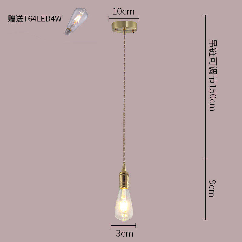 黄铜北欧吊灯玄关床头过道loft吧台餐厅工业风卧室美式锅盖全铜灯