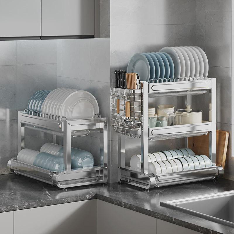 g8304不锈钢碗盘碗碟收纳架多功能碗架家用碗柜厨房碗筷沥水置物