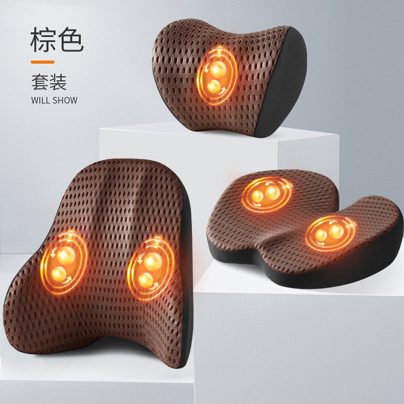 腰垫加热按摩靠垫坐垫车载靠背汽车护腰电动座椅司机腰部支撑套装