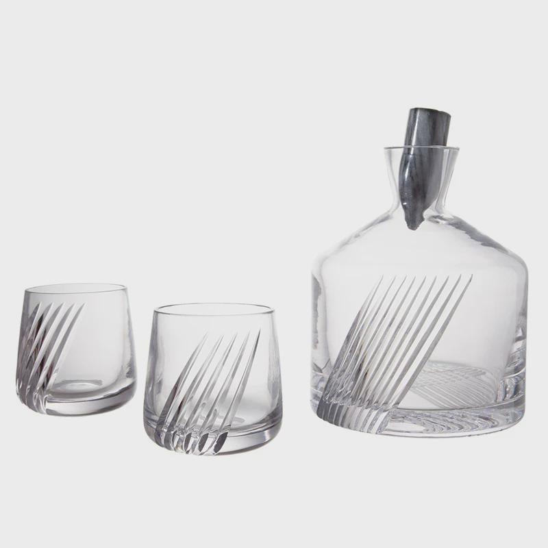晶淳高级感大理石瓶塞水晶手工酒具杯2一壶套装艺术厚底酒杯壶