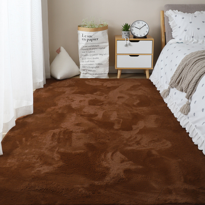 kbq1仿兔毛地毯卧室床梳妆台垫子服装店装饰可机洗白色短毛绒少女