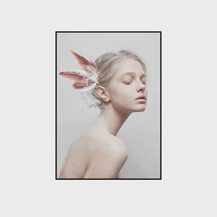 饰画轻奢房间卧室床头挂画羽毛北欧风格 现代简约客厅装 背景墙壁画