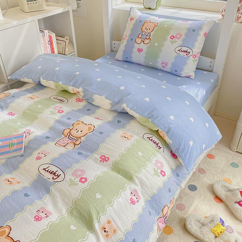 ins被套三件套宿舍床上用品床单人被子四件套亲肤水洗棉被褥套装4