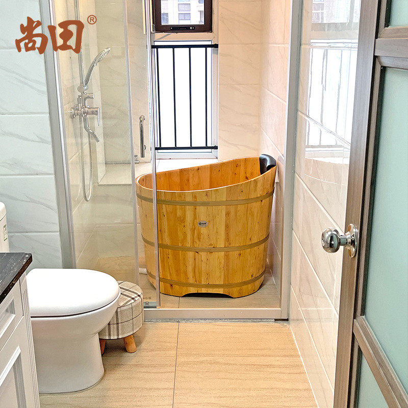 0fe9香柏木圆形成人泡澡木桶浴桶沐浴缸洗澡盆小浴室木质实木
