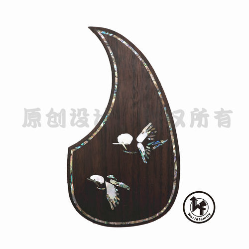 实木民谣木吉他护板玫瑰木真贝镶彩贝壳雕花装饰护板玫瑰孔雀
