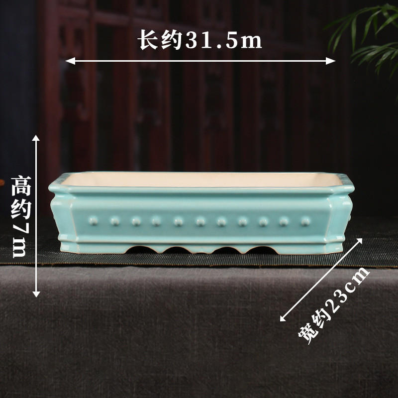 仿古釉水紫砂花盆批发大号宜兴长方浅盆桌面桌面文竹海棠盆景yd19