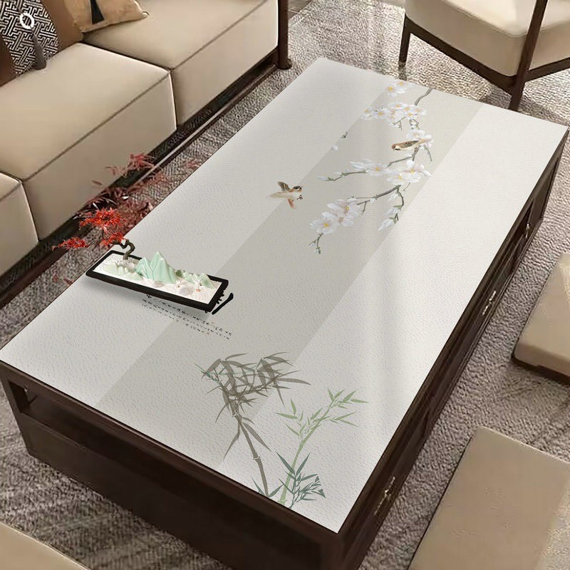 中式餐桌布名画万有同春图皮革防水防油茶几垫防烫餐桌垫台布免洗