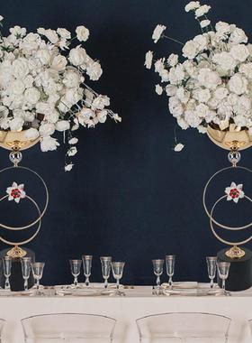 热销创意婚庆道具装饰铁艺入户布置花器婚礼路引玄关摆件落地插花