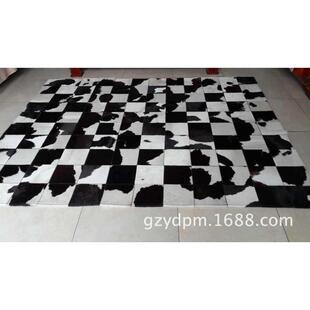 批发自然颜色奶牛毛皮拼接地毯商场超市批发地毯展会地毯家用地毯