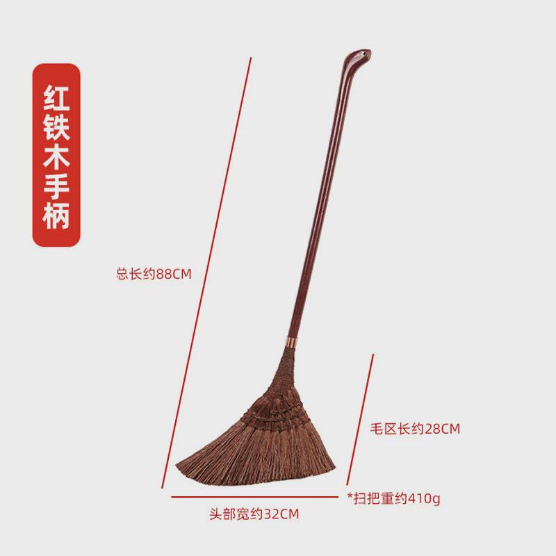 厂家直销原木柄棕榈室内棕扫帚扫把地板扫帚手工编制棕丝扫把