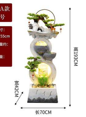 Qt流水摆件循环水现代高档家居客厅鱼缸电视柜旁落地景观装饰
