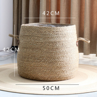 eq4f新款草编大花盆编织花篮手工落地绿植大套盆藤编篮子客厅酒店