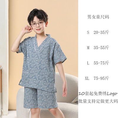 新款2024汗蒸服女纯棉高档洋气情侣亲子浴服双层彩棉按摩家居新款