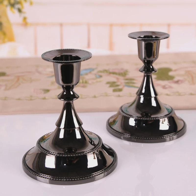 烛台桌合金烛光晚餐蜡烛台婚庆摆件美式西餐欧式单头复古浪漫蜡台