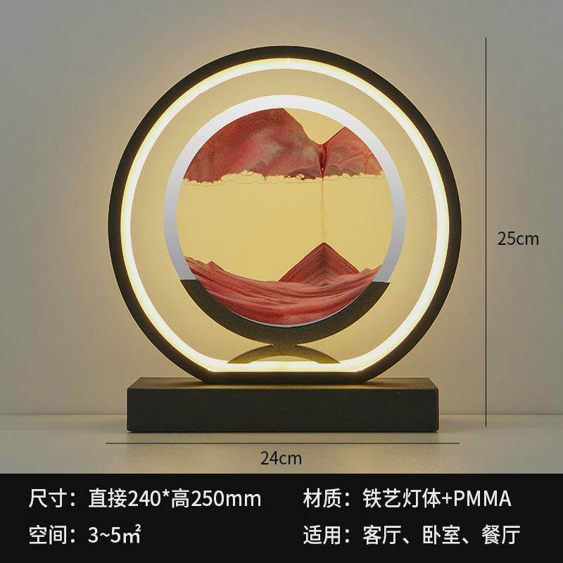 床头灯流沙装饰玻璃台灯新款台灯超亮夜灯卧室灯中国风画沙漏台灯
