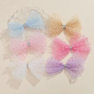 網紗蝴蝶結帶波點花朵日韓兒童頭飾發飾配件 包包輔料 diy服裝
