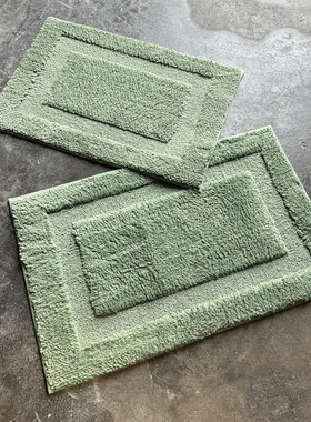 绿色夏季速干浴室地垫吸水回子格简约家用脚垫卧室卫生间清新地毯
