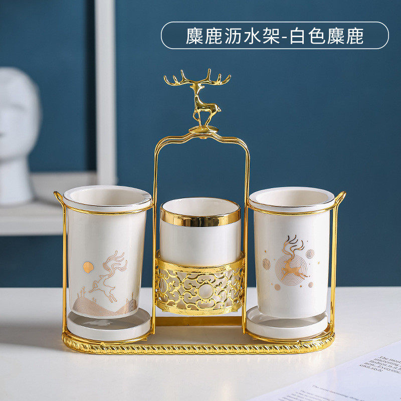 筷子筒陶瓷筷筒轻奢筷子餐具收纳盒筷笼北欧筷笼子家用沥水置物架