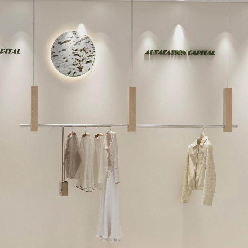 网红吊杆钢丝吊架不锈钢悬挂服装店展示架橱窗挂衣架女装陈列架子
