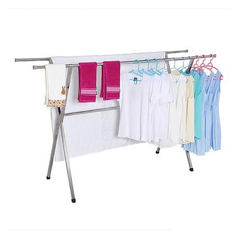 厂家晒衣架加长不锈钢x型落地晾衣架便携折叠晾衣架流动户外直供