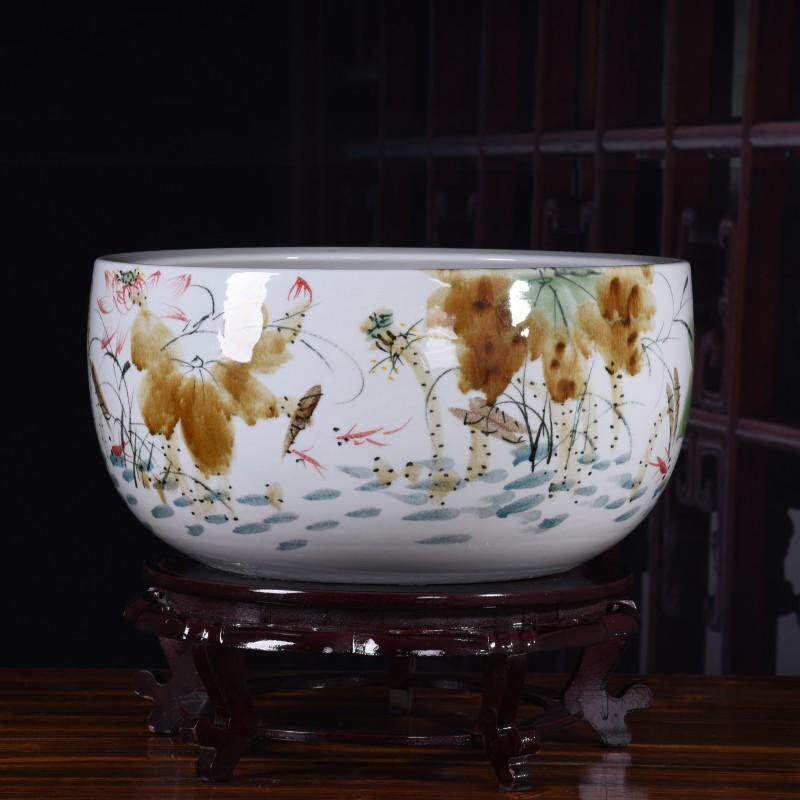 陶瓷金鱼缸手绘窑变荷花创意大号桌面客厅家用鱼缸鱼盆聚宝盆摆件,鲜花速递/花卉仿真/绿植园艺,花盆,淘宝优惠券,粉丝福利购,淘宝优惠卷