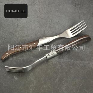 鸡翅牛扒牛扒刀叉不锈钢蜜蜂西餐木柄刀叉laguiole