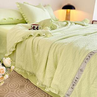 直播泡泡纱款韩版花边云感纱纱棉夏被四件套爆空调被棉纱夏凉被芯