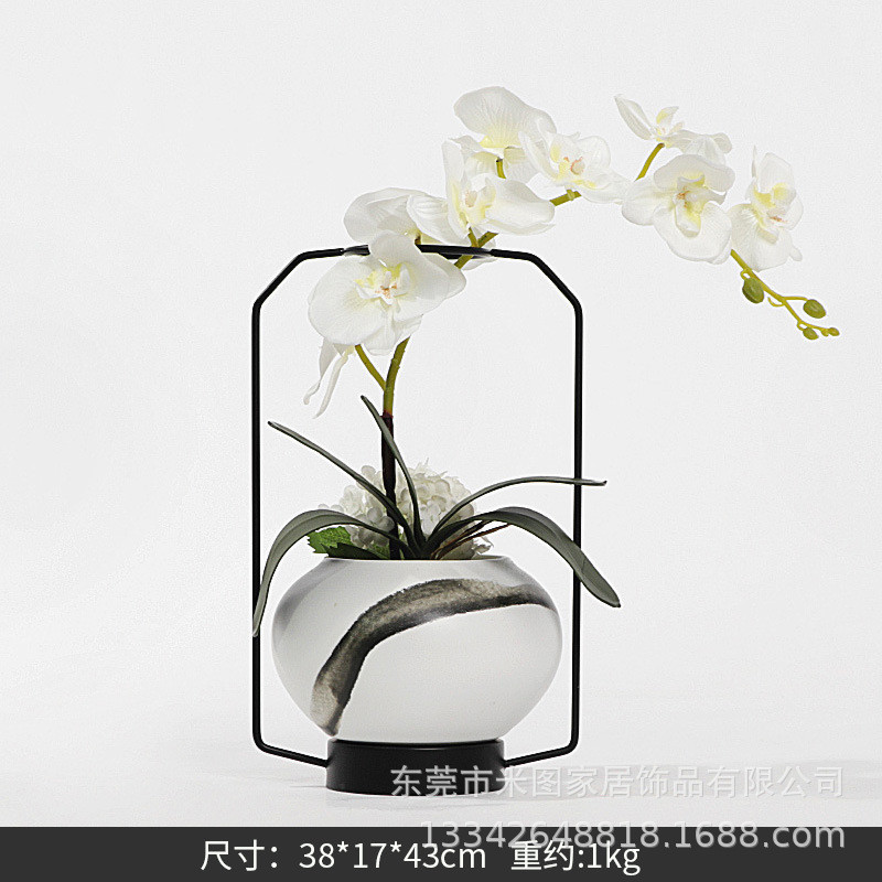 仿真花蝴蝶兰盆栽摆件假花绢花室内装饰花新中式客厅餐桌摆设花艺