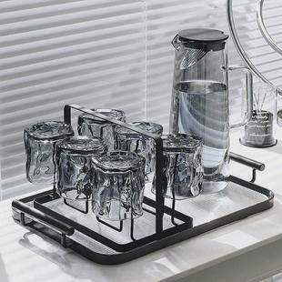 家用客厅杯杯泡茶家庭具待客高级感高颜值 扭扭杯玻璃喝水杯子套装