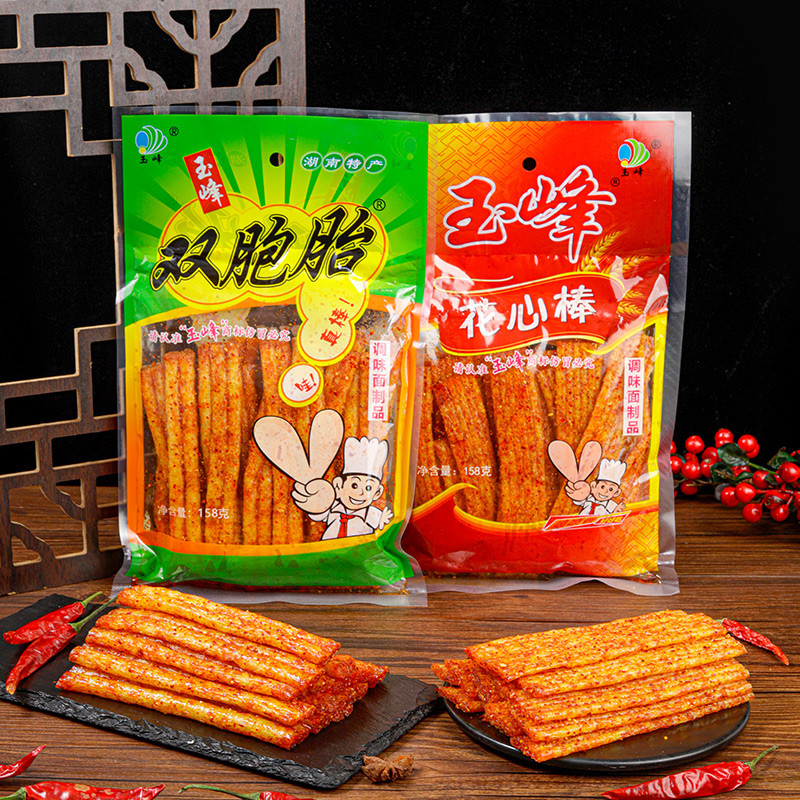 玉峰双胞胎花心棒辣条休闲零食儿时怀旧校园夜宵小食品老式手撕棒