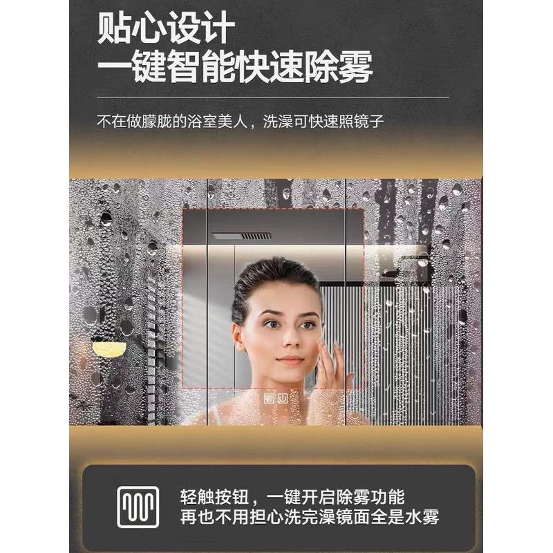 浴室智能镜柜置物架除雾内置纸巾槽背光灯卫生间镜子挂墙式收纳柜