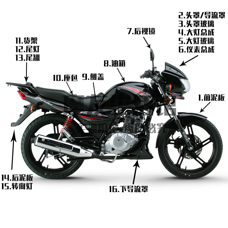 适用豪爵锐爽EN125-3E/3F EN150头罩大灯前泥板座包尾灯侧盖油箱