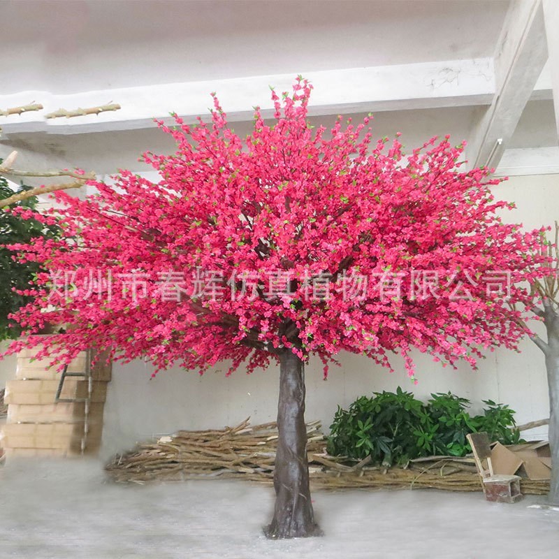 花树大型玻璃钢假桃花树仿真红色桃仿真桃花树婚庆小桃花树盆栽