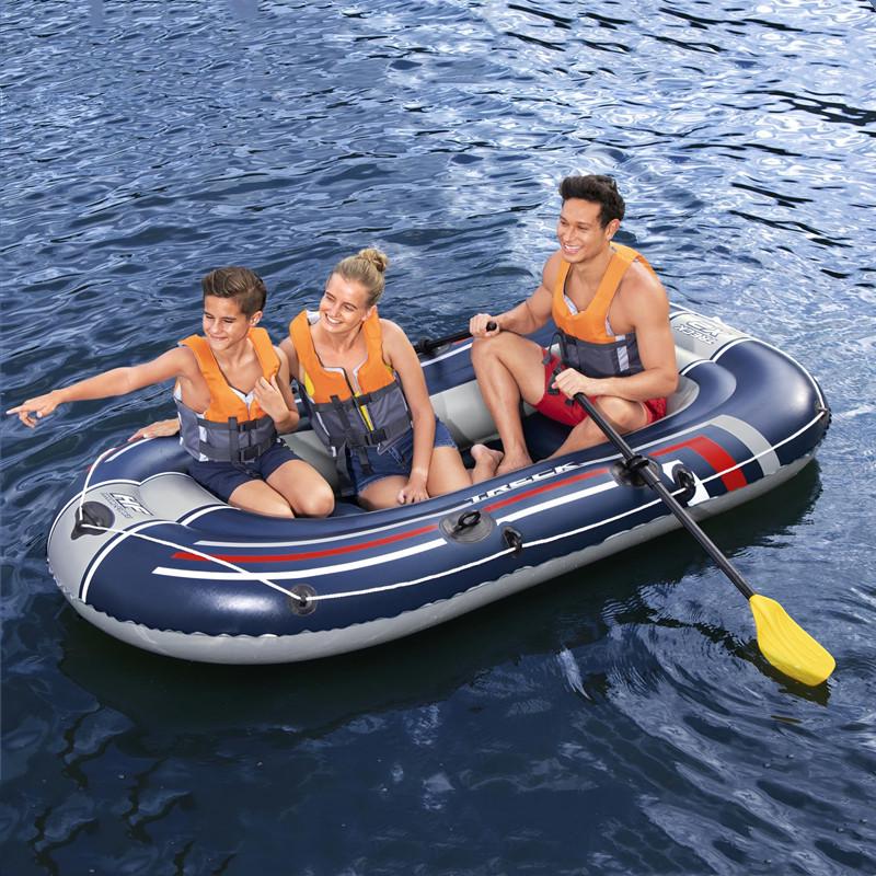 bestway三人充气船套装成人游泳池充气救生皮筏艇儿童钓鱼船