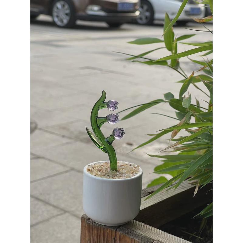 淄博琉璃摆件豆芽多肉博山盆栽仙人掌铃兰花植物水晶玻璃创意