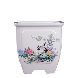 盆高款四方花盆陶瓷绿植兰花盆栽盆精致手绘贴画简约北欧新款陶盆