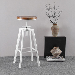 htm1北欧铁艺酒吧椅工业风旋转吧台椅家用升降吧凳实木高脚椅靠背