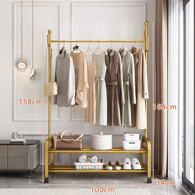 加粗家用衣帽架卧室移动挂衣架子可房间室内外晾衣架落地立式架子